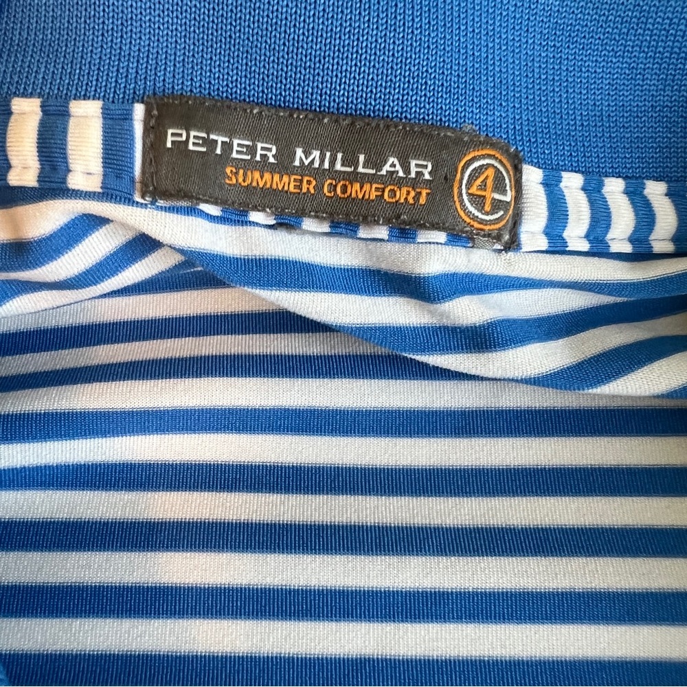 Peter Millar Summer Comfort Men's Blue Striped Polo Shirt - Picture 3 of 8